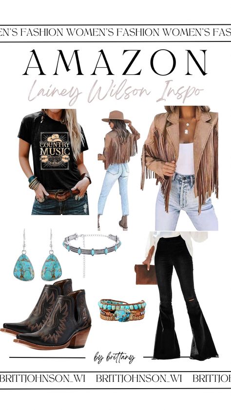 Long Fringe Vest Outfit, Boho Western Womens Clothing, Walmart Western Outfits, Womens Western Fall Outfits, Country Concert Outfit Lainey Wilson, Women Western Wear Outfits, Boho Country Outfits Concert, Woman’s Western Fashion, Pants Country Concert Outfit