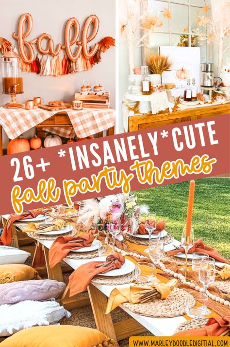 Hosting a fall party is easy with these 101+ ideas for fall themes, party food, autumn-inspired DIY decorations, and fun activities for kids. From cozy outdoor movie nights to backyard celebrations, find all you need for a festive fall event! Fall Networking Event, Thankful Themed Party, Fall Party Teens, Fun Fall Birthday Party Ideas, Fall Party For Teens, Fall Celebration Ideas, Fall Outdoor Birthday Party, Fall Themed Girls Night In, Teen Fall Party