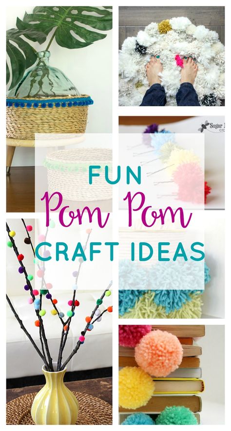 Fabulously Fun Pom Pom Crafts Pom Pom Projects, Easy Crafts For Teens, Pom Crafts, Craft Projects For Adults, Diy Pom Poms, Pom Pom Rug, Pom Pom Pillows, Crafts For Teens To Make, Diy Pom Pom