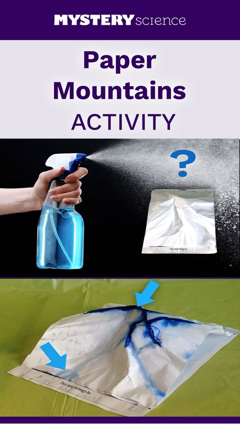 Science Activities For Elementary, Paper Mountains, Activities For Elementary Kids, Earth Science Activities, Mystery Science, 4th Grade Science, 6th Grade Science, Science Activity, 5th Grade Science