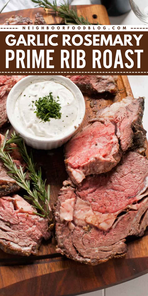 Elevate your holiday feast with our Garlic Horseradish Prime Rib, a flavorful and juicy centerpiece! Serve a horseradish sauce with prime rib that will impress your guests at your Christmas dinner party. Save this Christmas or Thanksgiving dinner recipe! Dinner Party Main Course, Prime Rib Au Jus, Slow Roasted Prime Rib, Dinner Party Mains, Creamy Horseradish, Prime Rib Dinner, Smoked Prime Rib, Prime Rib Roast Recipe, Prime Ribs