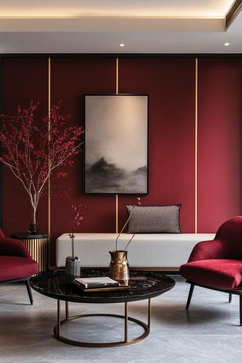 Transform your space with bold accent walls for a dramatic and stylish update. #AccentWalls #BoldInteriors #TransformYourSpace Accent Wall And Ceiling Same Color, Wood Panel Accent Wall, Feature Wall Paint, Accent Wall Designs, Podcast Studio, Board And Batten Wall, Statement Wall, Red Walls, Board And Batten