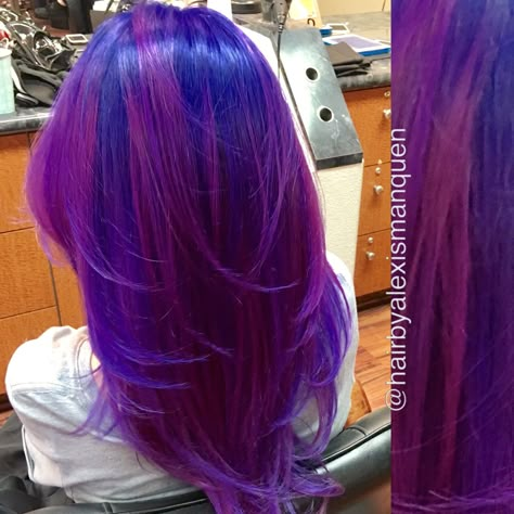 Purple And Blue Hair Ideas, Navy Blue And Pink Hair, Blue Hair With Purple Highlights, Blue And Pink Hair Ideas, Pink And Blue Hair Ideas, Pink Blue Purple Hair, Blue Purple Pink Hair, Pink And Purple Hair Ideas, Pink Purple Blue Hair