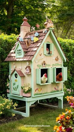 27 DIY Chicken Coop Designs & Plans - HouseResults Hen Coop Ideas Design, Chicken Coop Front Yard, Chicken Coop Greenhouse Combo Diy, Cute Coop Ideas, Pink And White Chicken Coop, Wendy House Chicken Coop, Whimsical Chicken Coop Ideas, 2 Chicken Coop, Diy Coop Plans