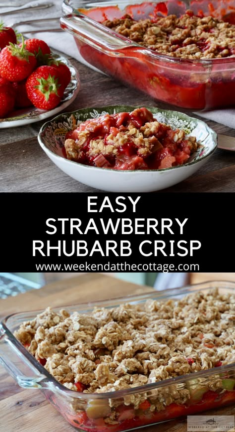 Rhubarb Desserts Recipes, Strawberry Rhubarb Recipes, Rhubarb Recipes Crisp, Rhubarb Strawberry, Strawberry Crisp, Easy Summer Dessert, Strawberry Rhubarb Crisp, Rhubarb Desserts, Rhubarb Crisp