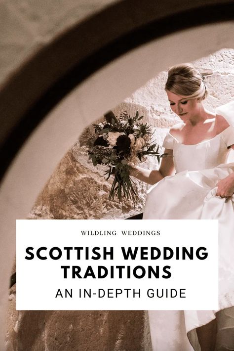 Many of the Scottish wedding traditions stem from Celtic or Gaelic acts of creating good luck and prosperity for the happy couple; and these are just some of our favourite ones. Traditional Celtic Wedding Dress, Scottish Wedding Vows, Traditional Scottish Wedding Dress, Scottish Themed Wedding, Pagan Wedding Traditions, Scottish Gothic, Gaelic Wedding, Scottish Wedding Dress, Traditional Scottish Wedding