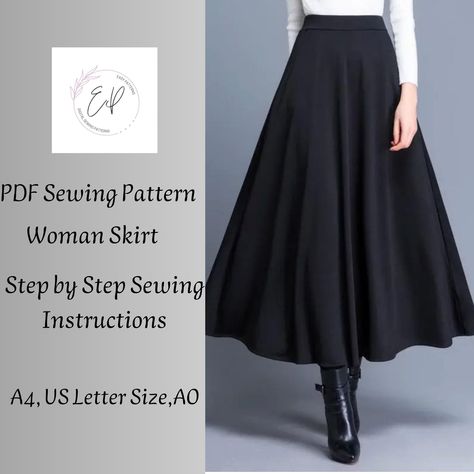 Woman Skirt Sewing pattern, Woman PDF sewing printable pattern, Plus sizes patterns, Sewing Pattern, Silk Skirt Pattern, Long Skirt Pattern. Fall Skirt Sewing Pattern, Long Skirt Patterns Sewing, Goth Skirt Sewing Pattern, Winter Skirt Pattern, Silk Skirt Pattern, Panel Skirt Pattern, Long Skirt Pattern Sewing, A Line Skirt Pattern Free, Flowy Skirt Pattern