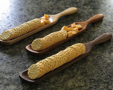 Cheese Cracker Tray, Cheese And Cracker Tray, Cracker Tray, Wooden Kitchen Utensils, Lathe Projects, Wooden Cheese Board, Wooden Utensils, Wood Spoon, Wood Lathe