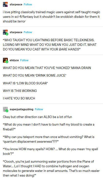 Untrained magic users vs classically trained magic users. Writing Tips Tumblr, Writing Humor, Dnd Funny, Writing Dialogue Prompts, Dialogue Prompts, Writing Things, Book Writing Inspiration, Writing Inspiration Prompts, Writing Stuff