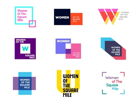 Rejected concepts for a client holding an event in London called Women Of The Square Mile. I wanted to share for inspiration purposes.  Name your favourite. 1 2 3  4 5 6 7 8 9  Check out Studio-JQ ... 2023 Text, Conference Branding, News Logo, Conference Logo, Lab Logo, Logo Design Inspiration Creative, Square Logo, Conference Design, Event Logo