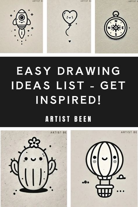 Easy drawing ideas: heart-shaped rocket, heart with wings, compass, smiling cactus, balloon with a face. Motivational Drawings Ideas Easy, Easy How To Draw For Kids, Drawing Step By Step For Kids, Motivational Drawings Ideas, How To Draw For Kids, Simple Drawing Ideas For Beginners, Things To Draw For Kids, Drawing Prompts For Kids, Easy Kids Drawings