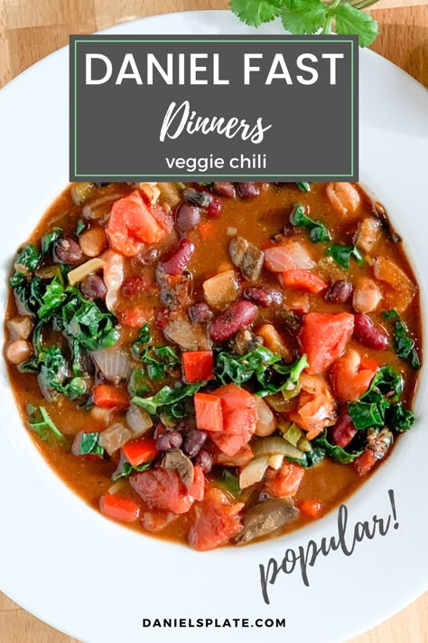 Daniel Fast Chili Crock Pot, Daniel Fast Chili Recipe, Fasting Biblical, Daniel Fast Recipes Dinner, Daniel Fast Soups Slow Cooker, Daniels Fast Recipes, Fast Chili Recipe, Daniel Fast Mushroom Soup, Vegetable Soup Daniel Fast