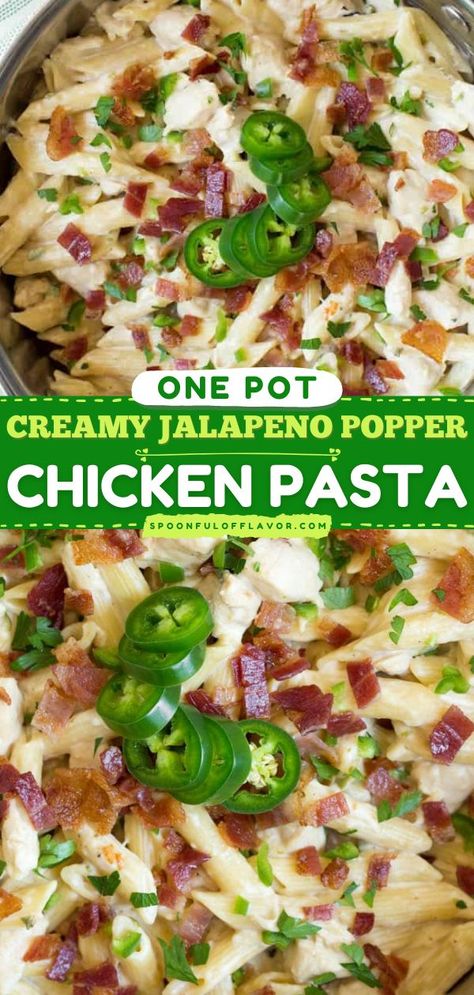 Chicken Pasta Casserole, Crockpot Pasta, Popper Chicken, Creamy Jalapeno, Jalapeno Popper Chicken, Jalapeno Recipes, Best Pasta Recipes, Yummy Food Recipes, Jalapeno Popper