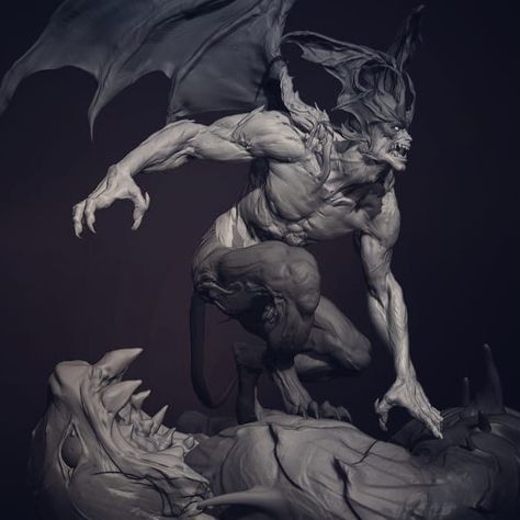 Monster Side View, Demonic Pose Reference, Demon Poses Reference, Creature Poses Reference, Monster Pose Reference, Demon Poses, Demon Pose Reference, Humanoid Creature Design, Monster Poses Reference