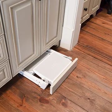 Hidden Step Stool | Houzz Built In Step Stool, Kitchen Cupboard Ideas, Toe Kick Drawer, Apartment Kitchen Organization, No Beer, Cupboard Ideas, Small Closet Space, Kitchen Step Stool, Closet Built Ins