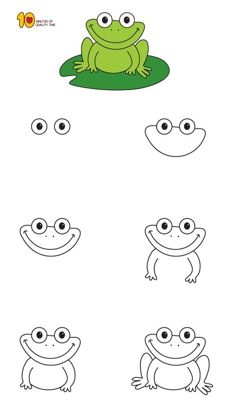 How To Draw a Frog Step by Step for Kids Children Art Ideas, Draw Frog, Frogs For Kids, Draw A Frog, Drawing For Children, Kid Painting, Trin For Trin Tegning, Ako Kresliť, Easy Step By Step Drawing