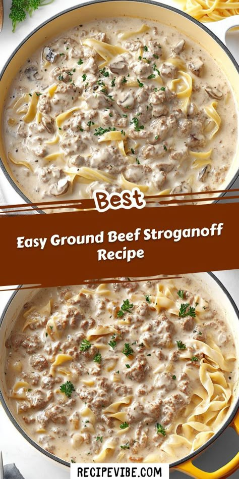 Want a stress-free dinner that everyone will enjoy? This Easy Ground Beef Stroganoff Recipe is a must-try for your Ground Beef Recipes collection! With minimal prep and cook time, you’ll have a delicious meal ready in no time. Save this recipe for a quick, satisfying dinner option! Beef Stroganoff Instapot, Beef Stroganoff Pioneer Woman, Beef Stroganoff Crockpot Easy, Beef Stroganoff Homemade, Beef Stroganoff With Steak, Instapot Beef Stroganoff, Beef Stroganoff Dairy Free, Beef Stroganoff One Pot, Steak Beef Stroganoff