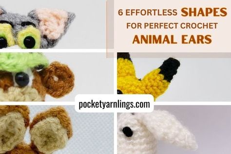 6 Effortless Shapes for Perfect Crochet Animal Ears — Pocket Yarnlings — Pocket Yarnlings Amigurumi Ears, Crochet Animal Ears, 3d Forms, Crochet Flats, Animal Amigurumi, 3d Shape, Double Crochet Stitch, Crochet Animal, Single Crochet Stitch