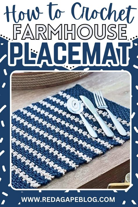 Farmhouse Placemat Crochet Crochet Placemats Free Pattern Rectangle, Free Crochet Placemat Patterns, Crochet Placemats Free Pattern, Crochet Farmhouse, Placemat Crochet, Table Crochet, Crochet Heart Blanket, Placemat Patterns, Crochet Placemat