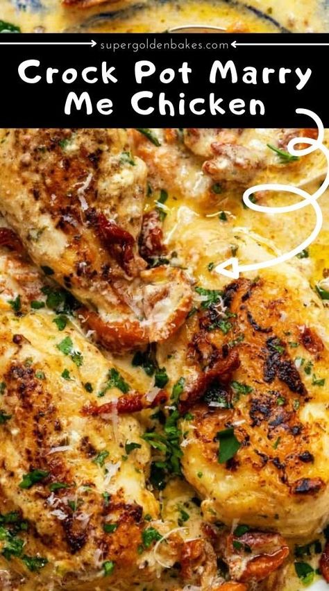 Sundried Tomato Sauce, Slow Cooker Chicken Recipe, Mary Me, Chicken Breast Crockpot Recipes, Crockpot Chicken Breast, Chicken Crockpot Recipes Easy, Marry Me Chicken, Easy Crockpot Dinners, Easy Slow Cooker Chicken