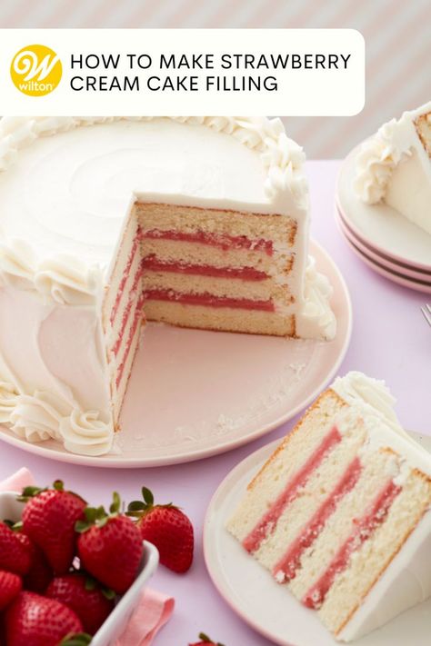 Cream Cake Filling, Strawberry Cream Filling, Strawberry Lemonade Cake, Strawberry Cream Cake, Lemonade Cake, Strawberry Cake Filling, Strawberry And Cream, Strawberry Cream Cakes, Chocolate Lemon