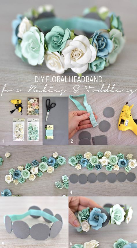 DIY Floral Headband for Babies and Toddlers Infant Headbands Diy Tutorials, Flower Headband Diy, Headband Diy, Floral Diy, Diy Baby Headbands, Fleurs Diy, Headband Tutorial, Hair Headband, Diy Toddler