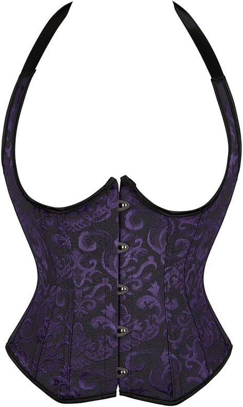 Amazon.com: frawirshau Underbust Corset Pirate Corset Women Renaissance Corset Underbust Corset With Straps Black Purple Size S : Clothing, Shoes & Jewelry Renn Faire Outfit, Corset With Straps, Pirate Corset, Bustier Pattern, Corset Underbust, Vest Plus Size, Purple Corset, Gothic Women, Goth Corset