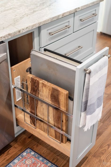 Must Haves In Kitchen Island, Island Cabinets Storage, Beside Stove Storage, Kitchen Special Features, Best Kitchen Island Storage Ideas, Large Kitchen Island Storage Ideas Layout, Kitchen Cabinet Must Haves Drawers, Must Haves Kitchen Remodel, Kitchen Island Design Ideas Farmhouse