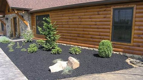 Rubber Mulch Patio, Rubber Mulch Landscaping, Playground Backyard Landscaping, Black Rubber Mulch, Easy Landscape Ideas, Backyard Playground Ideas, Playground Ideas Backyard, Playground Ideas For Kids, Farm View