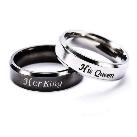 Her King and His Queen Stainless Steel Couple Promise Rings - 30 Day Money Back Guarantee + Free World Shipping! (USA Customers also receive free online order tracking). king rings, queen rings, promise rings for her, promise rings for couples, promise rings for him, couple rings, matching rings, gifts for him, valentine's gifts, valentines day, birthday gifts for boyfriend, birthday gift for girlfriend, couple jewelry Matching Promise Rings, Crown Rings, Bday Gifts For Him, Dazzling Jewelry, Steel Crown, Couples Rings, Promise Jewelry, Promise Rings For Him, Rings For Couples