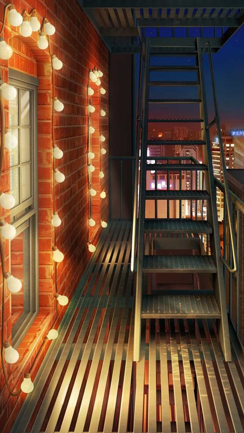 #nyc Wattpad Background, Episode Interactive Backgrounds, Anime Places, Episode Backgrounds, Fantasy Background, Scenery Background, Fire Escape, Anime Backgrounds Wallpapers, Trik Fotografi