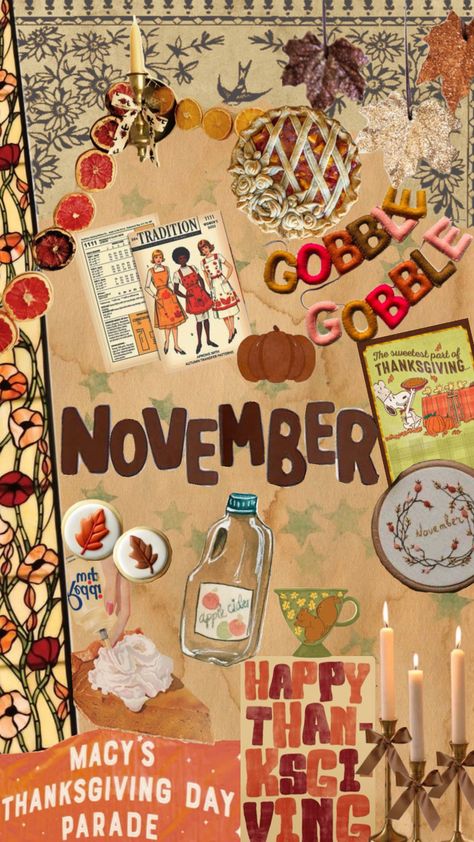 #fyp #wallpaper #vintage #nature #vibes #thanksgiving #fypshuffle #november #aesthetic November Aesthetic Collage, Thanksgiving Aesthetic Vintage, November Collage Wallpaper, November Collage, November Wallpapers, Thanksgiving Collage, Month Wallpaper, Thanksgiving Scrapbook, Journal Png