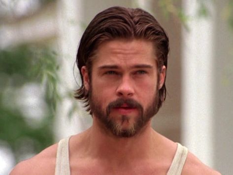 All of Brad Pitt's movies ranked by audiences, from worst to best Brad Pitt Beard, Brad Pitt Long Hair, Brad Pitt Hair, Brad Pitt Movies, Young Men Haircuts, Long Hair Beard, Hair Vector, Classy Suits, Beard Hairstyle