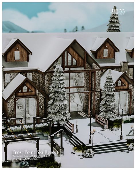 Frost Point Ski Resort [ Rental ] ♥ The Sims 4: Speed Build // CC Sims 4 Lodge House, Sims 4 Ski Resort, Ski Resort Bloxburg, Sims 4 Ski Lodge, Sims 4 Mt Komorebi Cc, Sims 4 Lodge, Sims 4 Winter Cc Decor, Sims 4 Snowboarding Cc, Mt Komorebi Sims 4