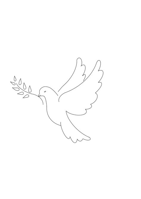 Minimal Dove Tattoo, Simple Dove Tattoo Outline, Simplistic Line Art, Olive Branch Dove Tattoo, Dove Line Drawing, Dove Fine Line Tattoo, Simple Dove Drawing, Peaceful Tattoos Ideas, Dove Of Peace Tattoo