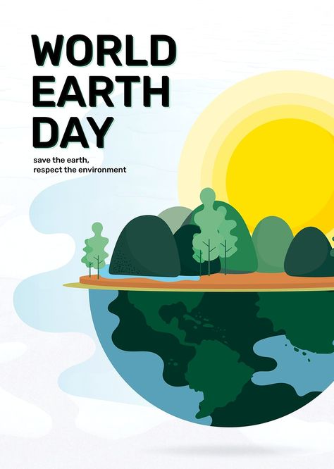 World earth day and respect the environment poster | premium image by rawpixel.com / Sasi World Earth Day Poster, Save Earth Posters, Footprint Poster, World Environment Day Posters, Earth Day Poster, Earth Day Drawing, Environmental Posters, Earth Day Posters, Earth Poster