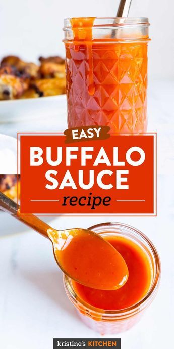 Easy homemade Buffalo Sauce Recipe, made with just 5 ingredients including Frank's hot sauce. This from scratch buffalo sauce is perfect for wings, cauliflower, pizza, sandwiches, or use it in your favorite buffalo recipes! Easy Spicy Recipes, Hot Wing Sauce Recipe, Spicy Cauliflower Bites, Meatballs Zucchini, Buffalo Wings Sauce Recipe, Easy Homemade Buffalo Sauce, Wings Slow Cooker, Air Fryer Chickpeas, Buffalo Chicken Sauce