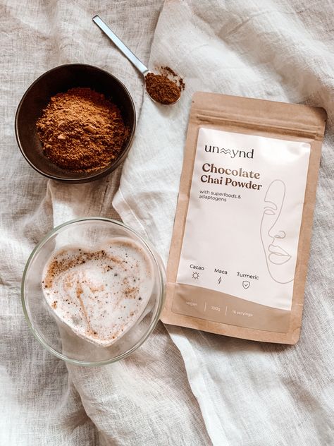 The first vegan Chocolate Chai made of 10 superfoods and adaptogens #chocolatechai #chailatte #chai #plantbased #cacao #cosyhome #adaptogens Chocolate Chai, Wellness Company, Chai Latte, Chai Tea, Vegan Chocolate, Inner Strength, Organic Ingredients, Superfoods, Sugar Scrub