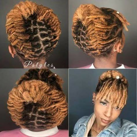 Locs Shoulder Length Styles, Loc Crown Style, Unique Loc Styles Short, Black Short Haircuts, Loc Crown, Unique Loc Styles, Short Black Haircuts, Short Dreadlocks, Dreads Styles For Women