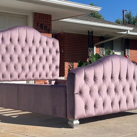 Headboard Velvet, Hand Tufting, Velvet Bed Frame, Diamond Tufting, Haute House, Modern Headboard, Black Headboard, Custom Headboard, Grey Headboard