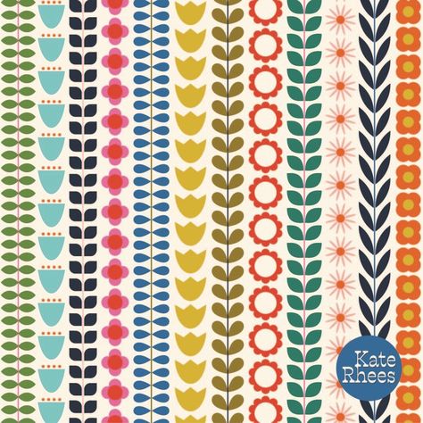 Hand Painted Border Designs, Simple Art Deco Pattern, Decorative Painting Ideas, Patterns To Paint, Folk Art Motifs, Summer Pattern Design, Pattern Design Ideas, Scandinavian Garden, Linear Art