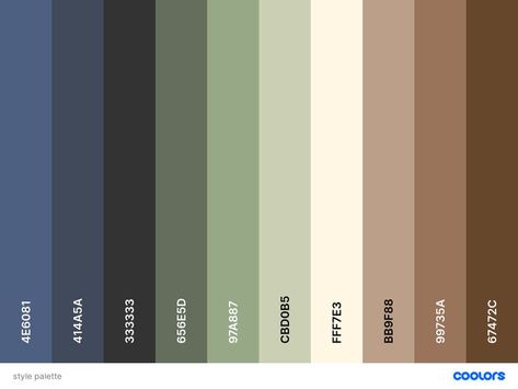 Green And Brown Palette Colour Schemes, Blue Brown Green Color Palette, Sage Green And Brown Color Palette, Green Blue Brown Color Palette, Green Brown Pallet, Brown And Green Pallete Color, Color Palette Green Blue Brown, Blue Green Earth Tone Color Palette, Blue Green Brown Color Palette