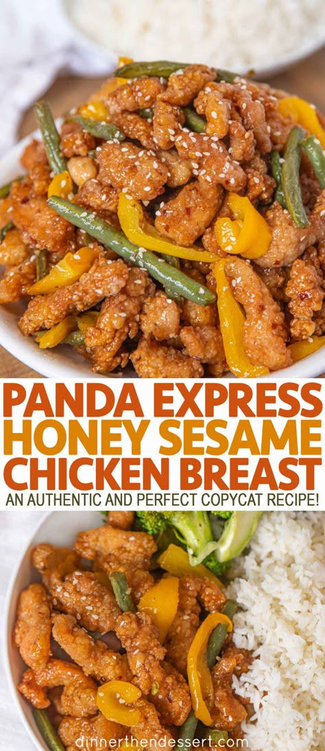 Panda Express Honey Sesame Chicken, Panda Express Recipes, Honey Sesame Chicken, Sesame Chicken Recipe, Honey Sesame, Panda Express, Sesame Chicken, Orange Chicken, White Meat