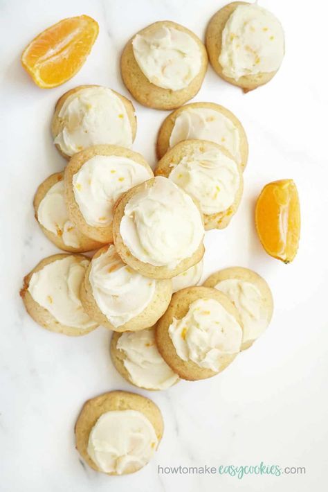 ORANGE DROP COOKIES with orange butter icing. EASY, DELICIOUS. Orange Cookies Recipes, Orange Drop Cookies, Strawberry Cake Mix Cookies, Orange Butter, Peanut Butter Sandwich Cookies, Cookie Recipes From Scratch, Drop Cookie Recipes, Orange Icing, Orange Frosting