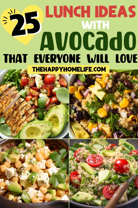 Elevate your lunch game with these tasty and healthy Lunch Ideas With Avocado! Healthy Avocado Recipes Lunches, Lunch Avocado Ideas, Easy Avocado Lunch Ideas, Meal Prep With Avocado, Avocado Toast Lunch Ideas, Guacamole Lunch Ideas, Lunches With Avocado, Avocado Recipes Lunch, Avacodo Recipe Idea Lunch