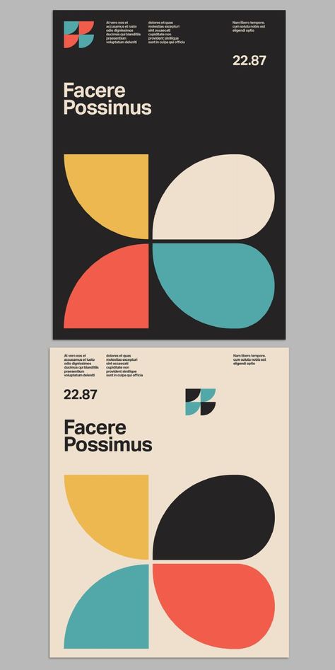 European Poster Design, Graphic Design Inspiration Minimalist, Swiss Type Poster, Swiss Design Color Palette, Swiss Color Palette, Bold Shapes Graphic Design, Graphic Design Posters Vintage, Primary Colors Graphic Design, Vintage Minimalist Design