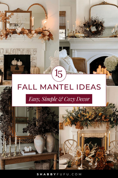 Looking to refresh your mantel this fall? Check out these 15 easy and cozy fall mantel ideas that will transform your space with seasonal charm. From simple DIY touches to stylish decor, there’s something for everyone! 🍂✨ #FallDecor #MantelInspo #CozyHome Art On Mantle, Elegant Fall Mantle, Simple Fall Mantle Decor, Simple Fall Mantle, Mantle Decor With Mirror, Thanksgiving Mantle Decor, Fall Mantel Decorating Ideas, Simple Mantle, Fall Fireplace Mantel