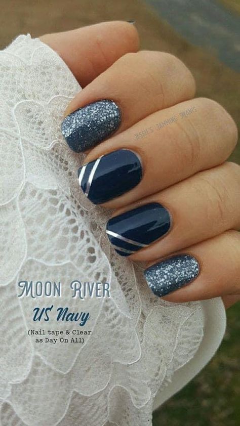 Blue And Silver Nails, Blue Gel Nails, Silver Nail, Nails Homecoming, Smink Inspiration, Nails White, Nails Red, Cute Gel Nails, Bride Nails