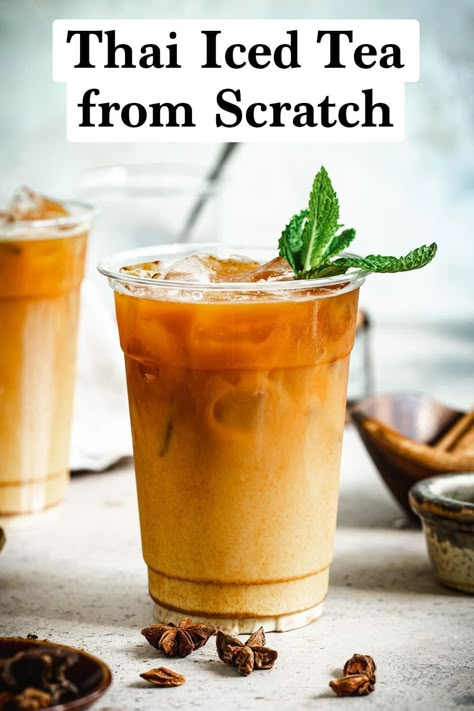 Thai Tea Recipe From Scratch, Thai Tea Recipe, Thai Iced Tea Recipe, Thai Tea Recipes, Thai Iced Tea, Sweet Tea Recipes, Thai Milk Tea, Iced Tea Recipe, Milk Tea Recipes