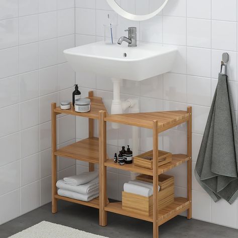 Ragrund Ikea, Lavabo D Angle, Ikea Sinks, Under Bathroom Sink, Bathroom Sink Storage, Under Sink Cabinet, Bathroom Sink Cabinets, Sink Shelf, Under Sink Storage